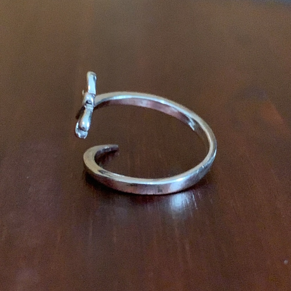 925 Silver Adjustable Butterfly Ring - image 2